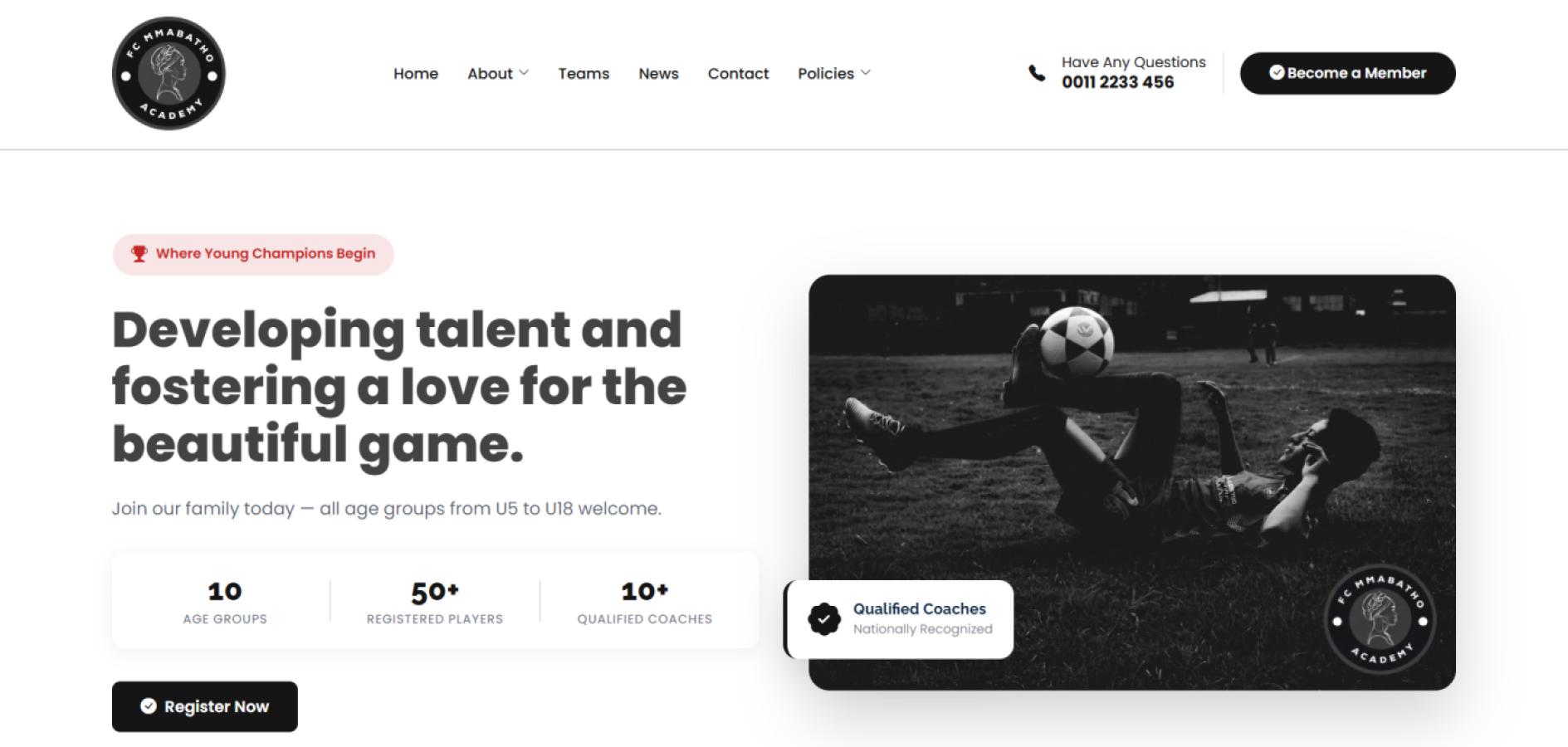 FC Mmabatho Academy Website Redesign